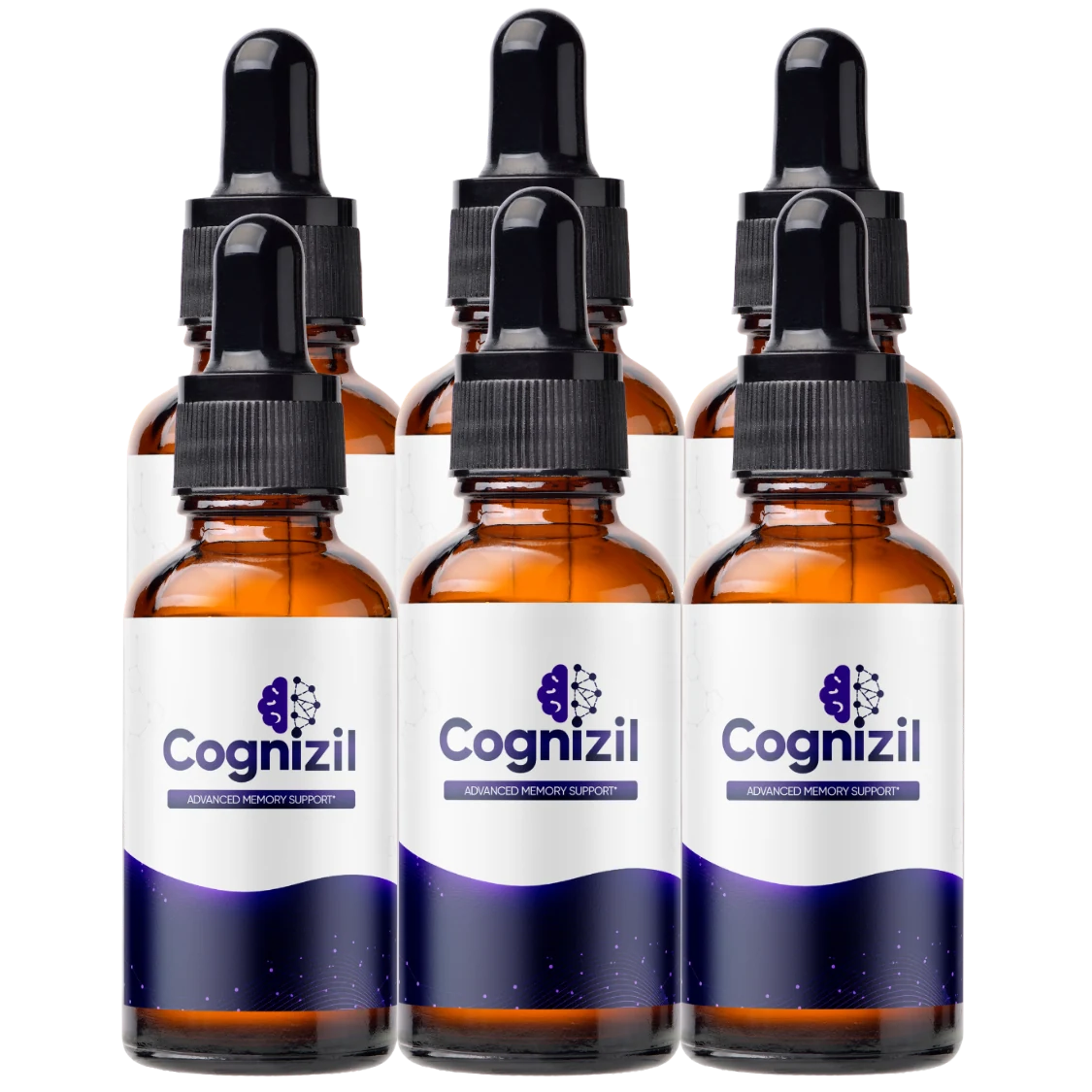 Six-bottle best-value package of Cognizil liquid drops with free shipping